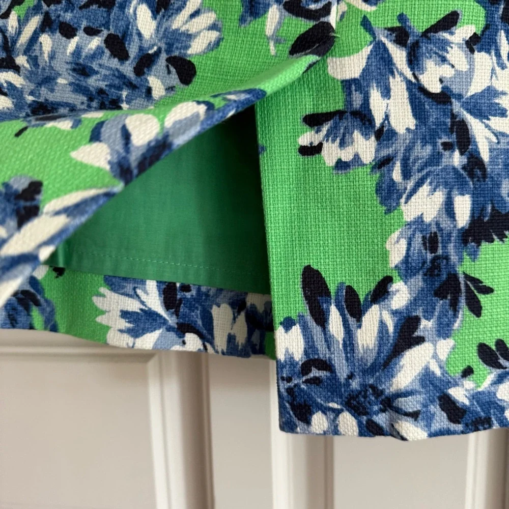 J. Crew The Pencil Skirt Floral Green Blue Women's Size 0